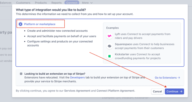 Activate Stripe Connect